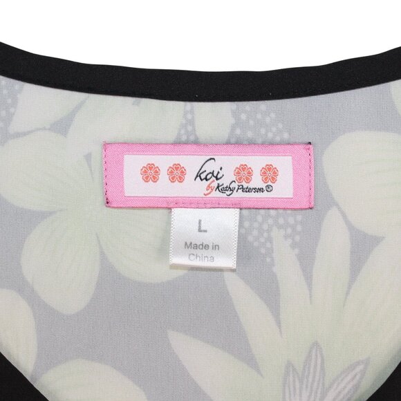 Koi Womens Large Medical EMS Vet Nurse Scrub Top Green Floral Stretch Breathable - Picture 10 of 11